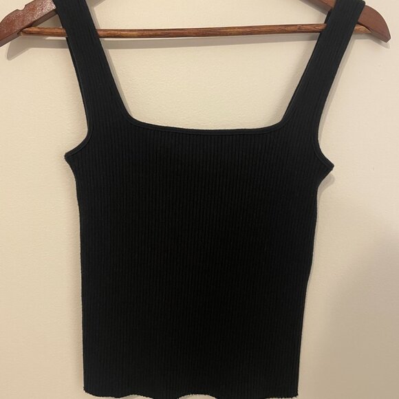 Vince Ribbed Square Neck Tank in Black, Size S, Good Condition - Picture 4 of 9